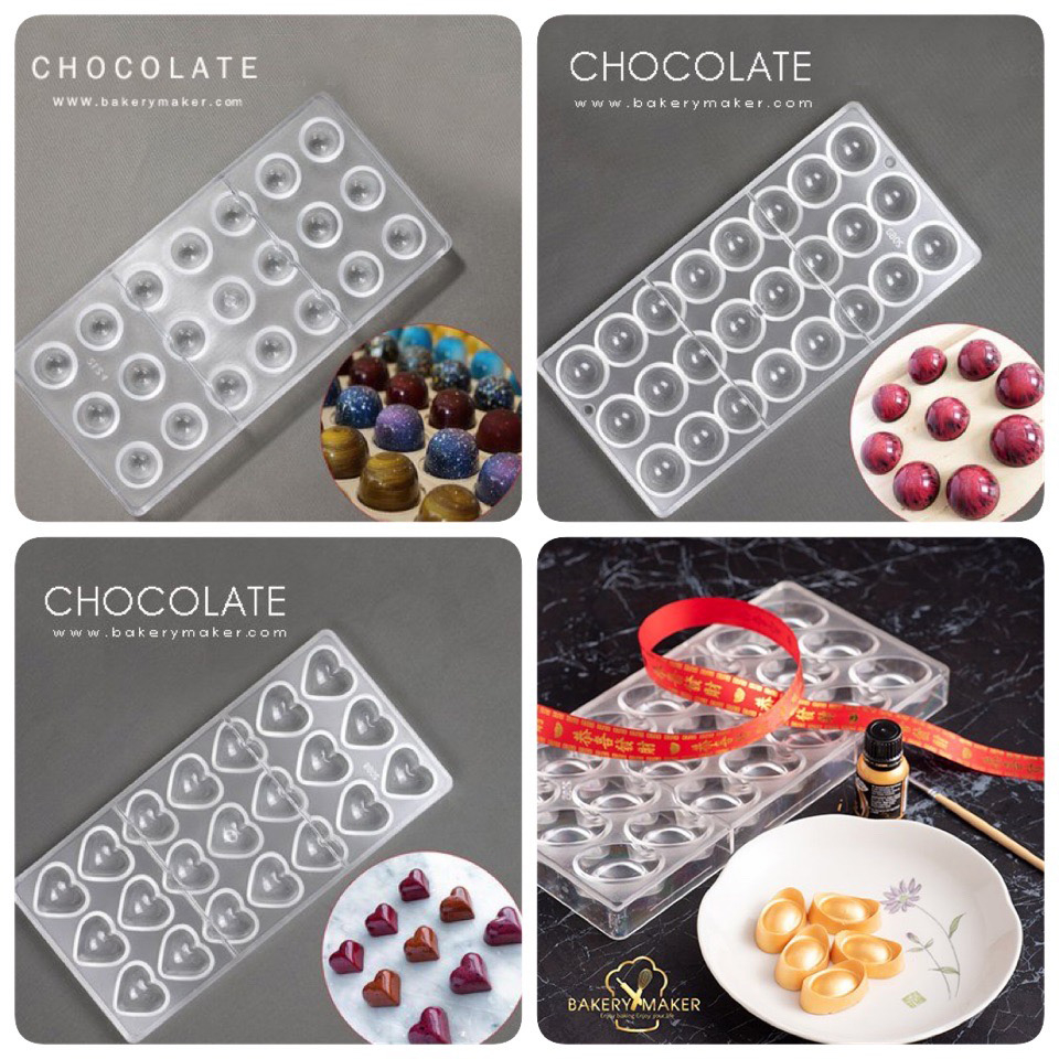 พิมพ์ช็อคโกแล็ตพลาสติก Polycabonate ทองก้อน หัวใจ ครึ่งวงกลม Bon bon chocolate valentine CNY