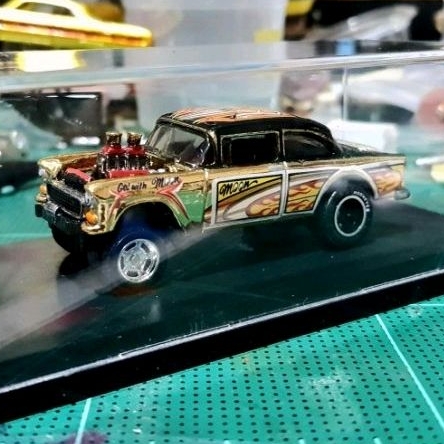 [Made to orders]Custom Hot Wheels Mooneyes '55 Chevy Bel Air Gasser 100% 24K Gold