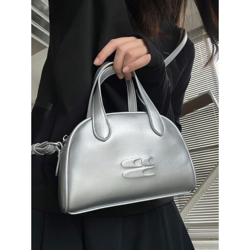 CryingCenter กระเป๋าสะพายข้าง/ครอสบอดี้ Mini Boston Silver (ใส่ iPhone ProMax ได้)