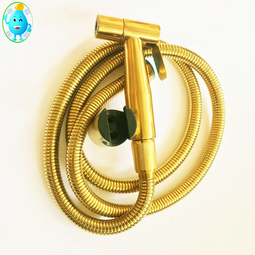 ชุดสายฉีดชำระ สายฉีดชำระ สแตนเลสแท้304 สีทอง