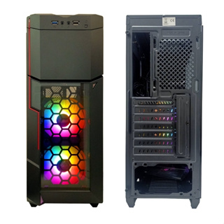 AZZA Crimson 211G ATX Mid-Tower Tempered Glass Gaming Case With Rainbow RGB Fanx2 – Black