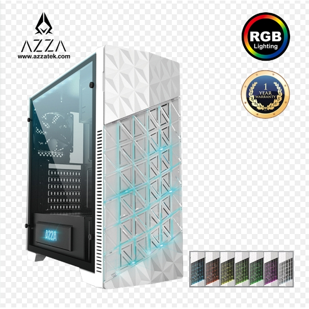 AZZA ATX Mid Tower Tempered Glass RGB Gaming Case ONYX 260 – White สินค้ารับประกัน 1 ปี