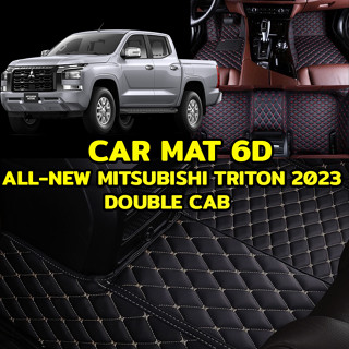 พรมปูพื้นรถยนต์ พรม6D ตรงรุ่น สำหรับNEW MITSUBISHI TRITON DOUBLE CAB 2023 แถมฟรี ที่หุ้มเบลท์ 2 ชิ้น มูลค่า 490 บาท