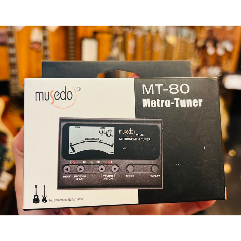 Musedo MT-80 Chromatic Metro-Tuner เมโทรนอม จูนเนอร์ใช้งานง่าย หน้าจอคมชัด สีสวย สำหรับตั้งเสียงกีตาร์ เบส อูคูเลเล่