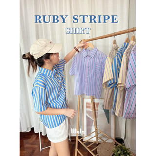 💜New in💙Ruby Stripe Shirt เสื้อเชิ้ตลายทาง มีกระเป๋าหน้า