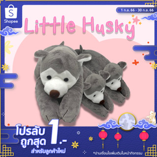 Little Husky Doll - หมอนตุ๊กตาฮัสกี้ ยางพาราปั่นแท้ ไม่ผสมใยสังเคราะห์ ปลอกผ้ากำมะหยี่ตุ๊กตา (ปลอกซิปถอดซักได้)