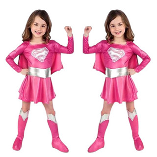 พร้อมส่ง K161 Pink Super Girl ชุดซุปเปอร์เกิร์ล เด็ก สีชมพู ชุดซุปเปอร์เกิล