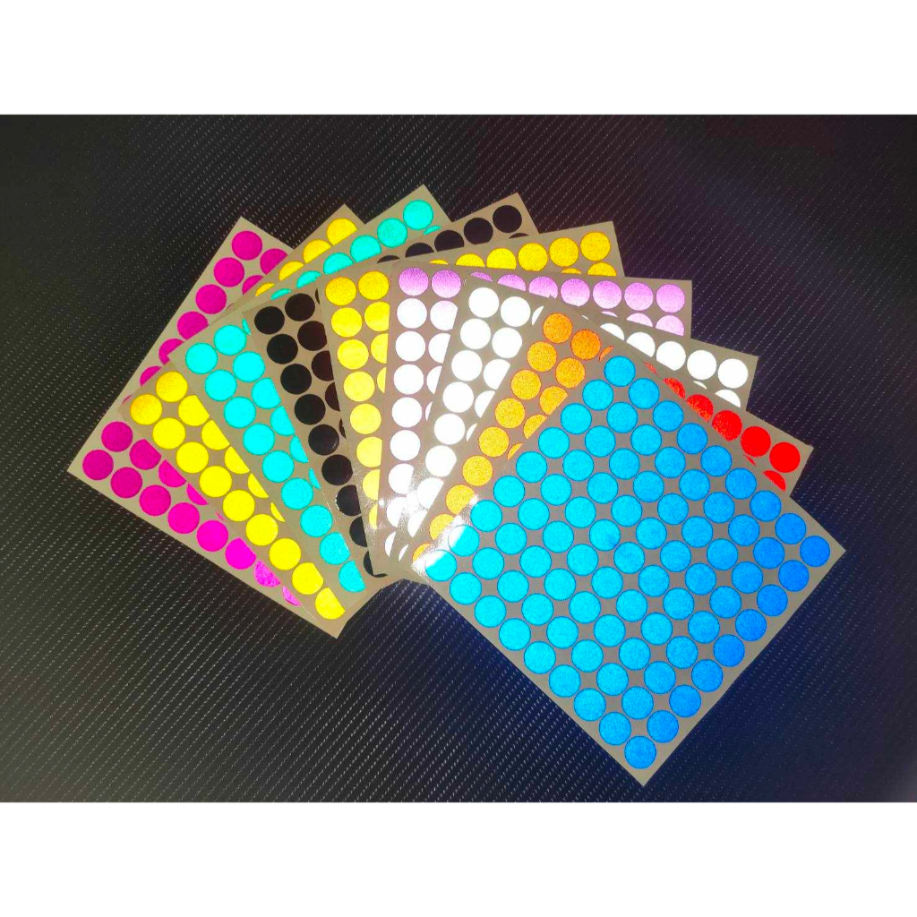 (205)สติ๊กเกอร์ สะท้อนแสง วงกลม 1 ชุดมี 81 ดวง Reflective​ circle stickers​ marking for​ handicraft DIY 1 set have 81pcs