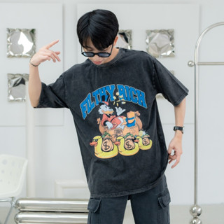 FILTHY RICH T-shirt เสื้อยืดแขนสั้นทรงโอเวอร์ไซส์ผ้าฟอก