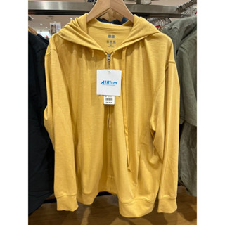 เสื้อคลุมมีฮู้ด uniqlo airism ขนาด XL สีเหลือง ของใหม่พร้อมส่ง