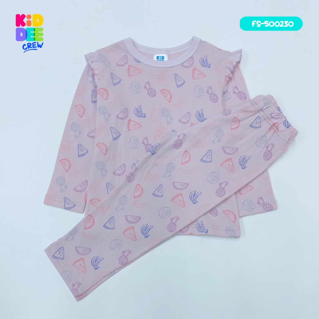 KiddeeCrew ชุดนอนเด็ก ชมพูม่วงผลไม้ร่วม เหมาะสำหรับอายุ 1-14 ปี