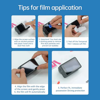 Telesin DJI Action 4 กระจกกันรอย Tempered Protective Film Set