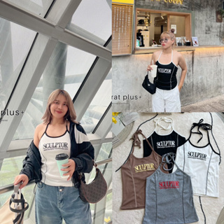 เสื้อผูกคอ สกรีนลาย สไตล์y2k สายสตรีท🛹🎱 เก๋มาก เสื้อผ้าสาวอวบอ้วน พลัสไซส์ ไซส์ใหญ่