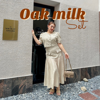 Lady M |Oak milk set ชุดเซตสาวอวบผ้าฝ้าย ผ้าลินิน plus size ชุดเซตใส่เที่ยว ปาร์ตี้ พรางหุ่น