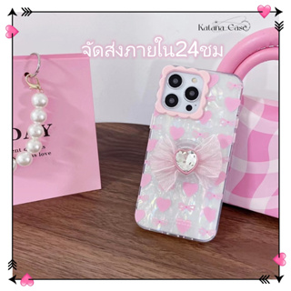 🎐จัดส่งภายใน24ชม🎐เคส for iPhone 11 14 Pro Max Case for iPhone 12 13 ป้องกันการตก การป้องกัน โบว์หูกระต่าย รูปหัวใจ