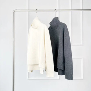 100 Merino wool white gray black color thicken long sleeve turtleneck Women pullovers sweater
