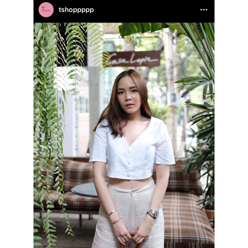 เสื้อครอปผ้าลินิน ร้านtshoppppp