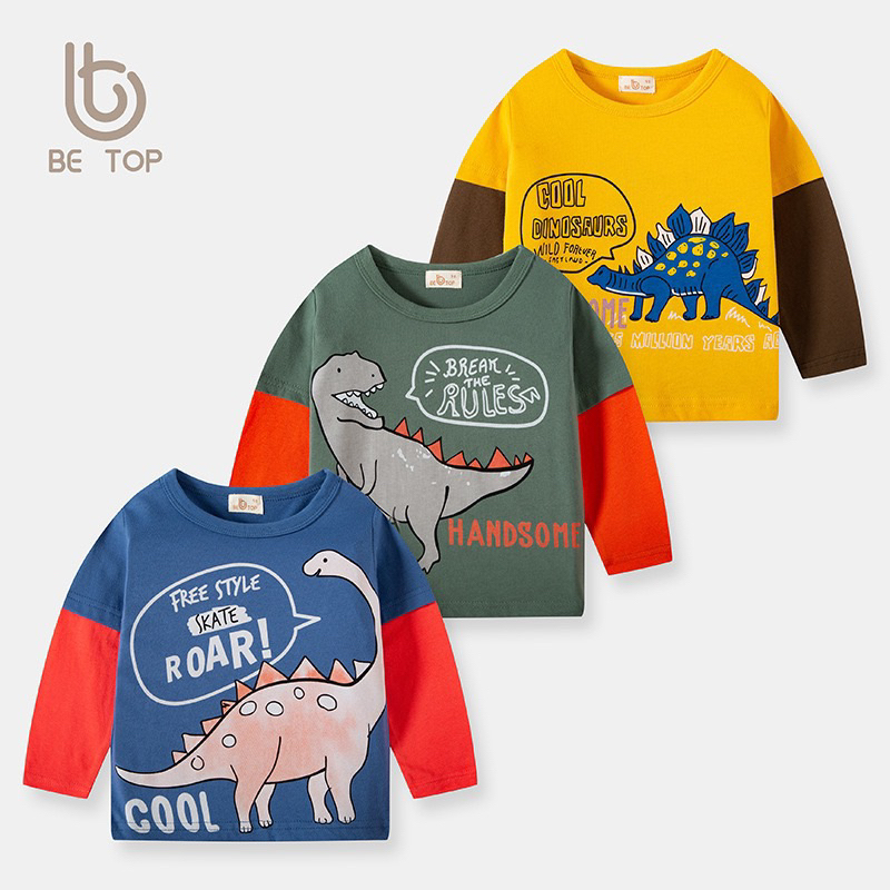 เสื้อยืดแขนยาว ลายไดโนเสาร์ ผ้าcotton100%