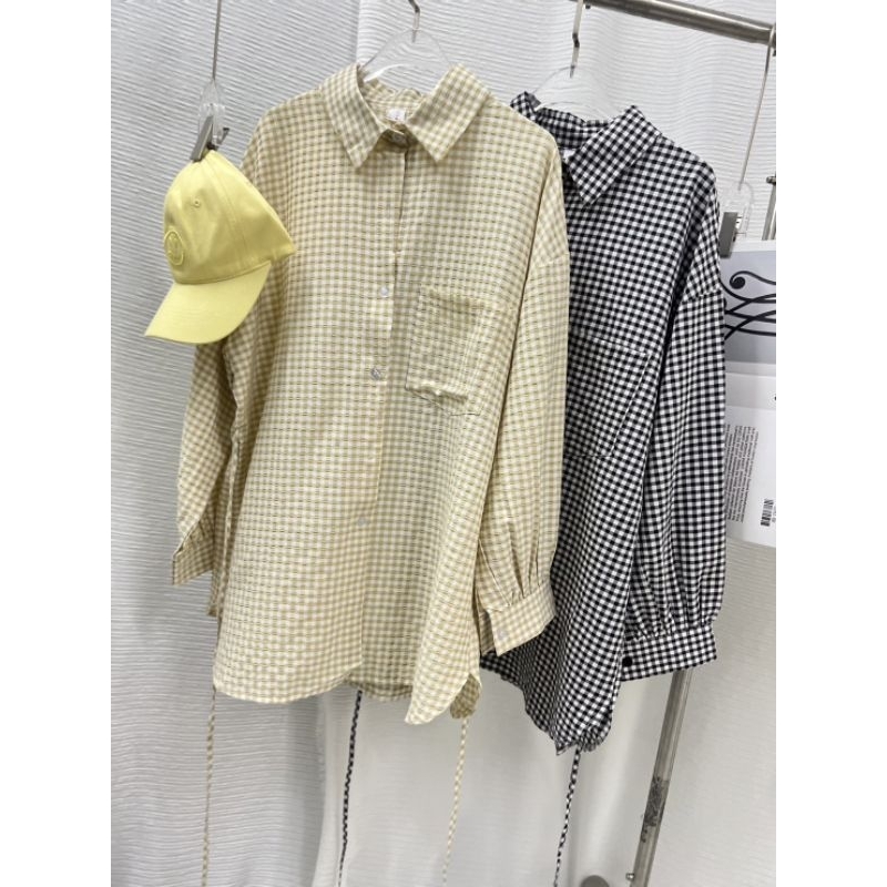 𝗝𝗘𝗦𝗦𝗜𝗘 𝗦𝗞𝗜𝗥𝗧 - เชิ้ต Oversize ลายสก็อต กระดุมหน้า มีเชือกด้านข้าง - รูปที่ 2