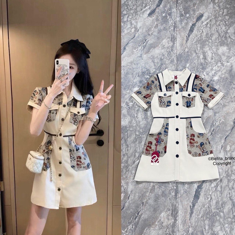 Bellita brand 🐻 ชุดเดรสน้องหมีสีน้ำตาล