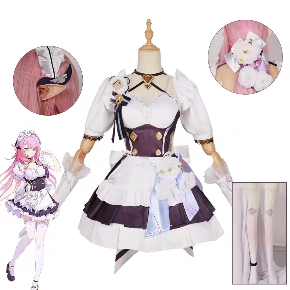 Hongkai Impact ครั้งที่ 3 Elysia Cosplay Costume Elysia วิกผม Pink Fairy Dress สำหรับผู้หญิง Hallowe