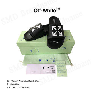 Off-White รองเท้าแตะผู้หญิง รุ่น Womens Arrow slider Black &amp; White Code: OWIC006C99MAT0041001