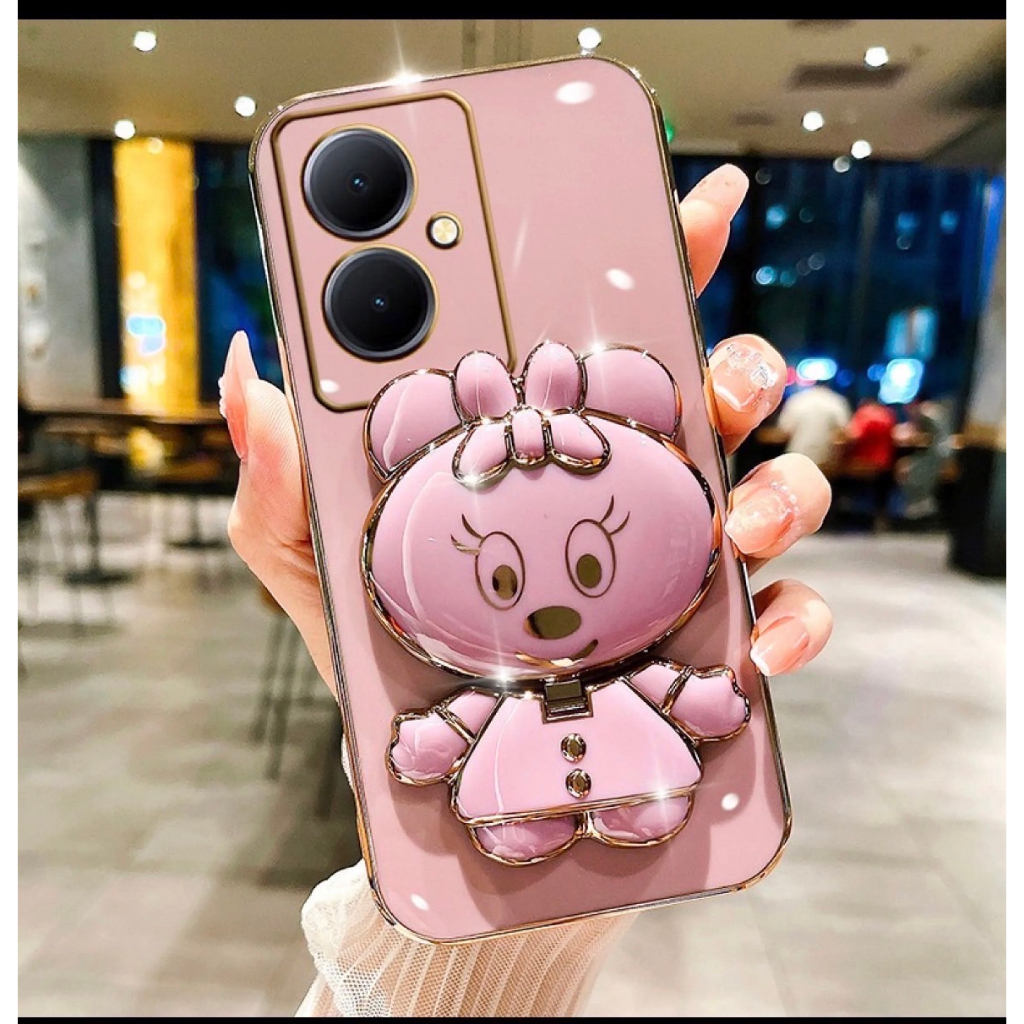 เคส ลายน่ารัก รุ่น Oppo A78 A58 A98 Reno8T A17 A17K Reno7z Reno8z A96 A83 A3S  กระจก ขาตั้ง มินนี่ ต
