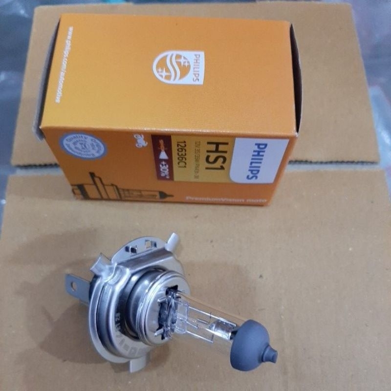 หลอดไฟหน้าเดิม 3 ขาใส่รถ SPARK-115i ใช้กับ FINO-i/ TTX/ MIO-115i/ FINO-125i/ FINN/ PHILIPS HS1 (12V.