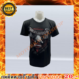 เสื้อยืดแขนสั้น H-D #01 ผ้าCotton สกรินลายหน้านกอินทรีย์