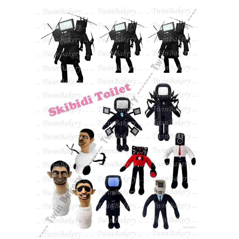 แผ่นเวเฟอร์ (Wafer sheet) ตกแต่งเค้กลาย SKIBIDI TOILET *** ทานได้ ***