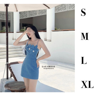 Lalisa999ราคาถูกที่สุด!! Lala Belle(ลาลาเบลล์) มินิเดรสยีนส์สายเดี่ยว