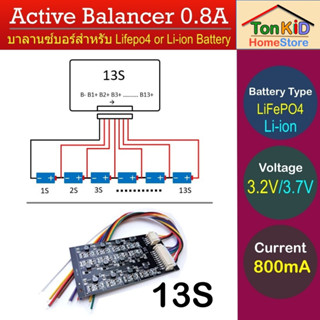 Active Balancer สำหรับแบต 7S-24S  กระแสบาลานช์ 0.8 A สำหรับ Li-ion /Lifepo4 Battery ให้มีแรงดันเท่ากันทุกก้อน