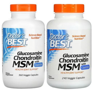 (ส่งออกภายในวัน(สั่งก่อนบ่าย3)) Doctors Best, Glucosamine Chondroitin MSM with OptiMSM, 240/360 Veggie Caps