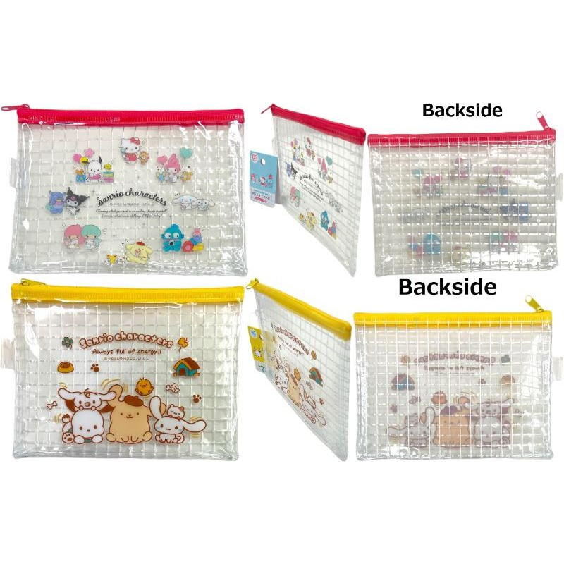 【Direct from Japan】Sanrio Accessories Cosmetic Multipurpose Flat Vinyl Pouch Zipper Case Bag 18.5-20cm × 13.5-15cm (Kuromi, My Melody & Kuromi, Hangyodon, Hapidanbui, Sanrio Characters)