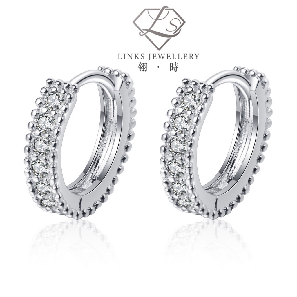 ［Real Moissanite］Can Pass Diamond Test 18K Gold Platinum Simple Row of Diamond Round Earrings ME021 