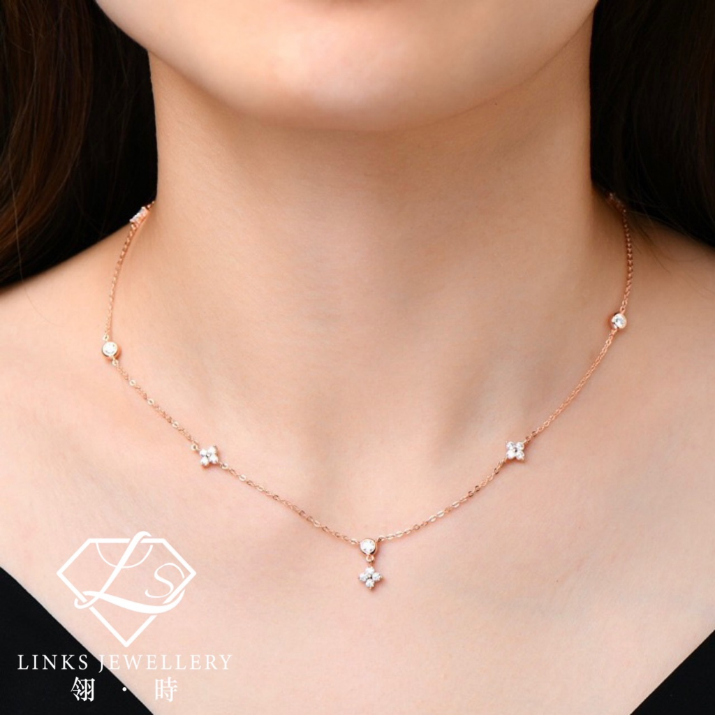 ［Real Moissanite］Can Pass Diamond Test 18K Gold Small Four-Leaf Clover Necklace MN016 Moissanite Nec