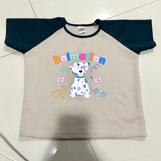 เสื้อครอปลายน้องหมา Dalmatian มือ1 ครอปหมาแมว สีครีม