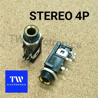 แจ็คโฟนสเตอริโอลงปริ้นท์,TRS 6.35 Stereoลงปริ้นท์4ขา,1/4"TRS Stereo PCB