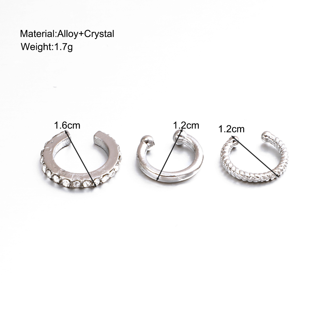 พร้อมส่ง ต่างหูหนีบ โลหะ ซต3ชิ้น ไม่ต้องเจาะหู เพรช เกรียวและเรียบ ชุบเงิน งดงามราคาถูกไม่แพง