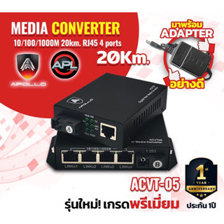 Media Converter Netlink มีเดีย คอนเวอร์เตอร์ 10/100/1000Mbps GIGABIT 20kg. รุ่น ACVT-05 ยี่ห้อ APOLLO