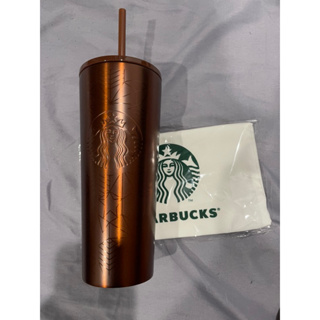 แก้ว สตาร์บัคส์สแตนเลสสตีลสีทองแดง ขนาด 16ออนซ์ แท้💯 ช็อปไทย Starbucks Stainless Steel Copper Line Cold Cup 16oz.