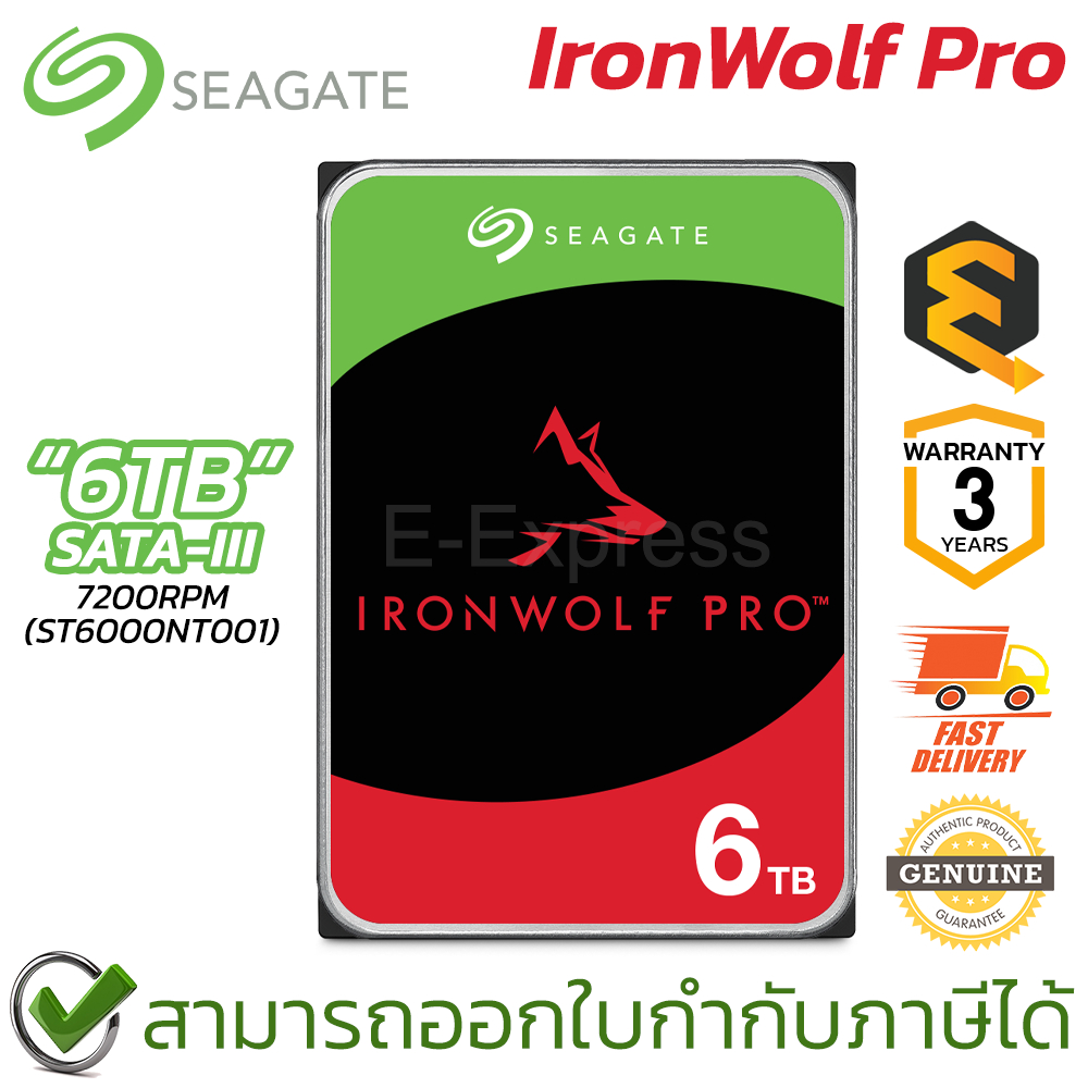 Seagate IronWolf Pro NAS HDD 3.5" 6TB SATA-III 7200rpm (ST6000NT001) ฮาร์ดดิสก์สำหรับ NAS ของแท้ ประ