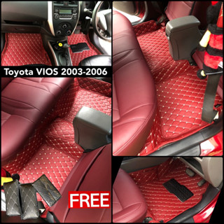 (แถมฟรี!!หมอนรองคอ+สายเบลท์ )พรม6Dรุ่น VIOS 2003-2006สีสันมากสุด30สี