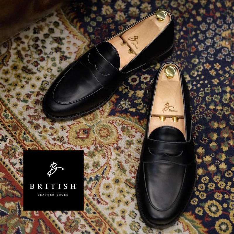 พร้อมส่ง British รองเท้าหนัง รุ่น Full strap penny loafer(Black)