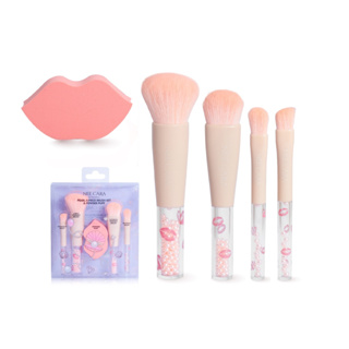 NEE CARA PEARL 4 PEICE BRUSH SET &amp; POWDER PUFF (N804) : neecara นีคาร่า เซ็ต แปรงแต่งหน้า