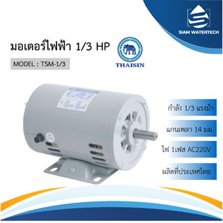 มอเตอร์เครื่องล้างถังเอ็นปั่น มอเตอร์ไฟฟ้า 1/3 HP ไทยสิน รุ่น TSM-1/3