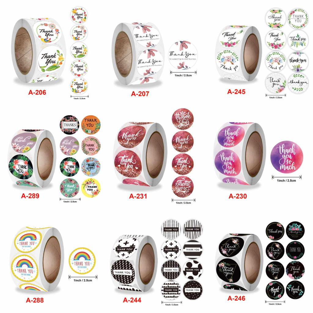 A-2xx สติกเกอร์ Thank You 1 นิ้ว 500 ดวง