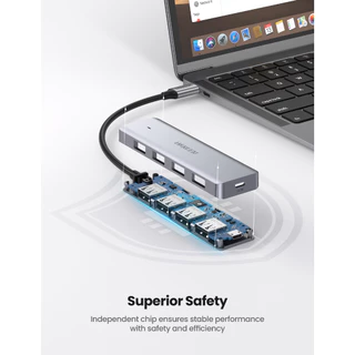 UGREEN อะแดปเตอร์ USB HUB 3.0 x4 พอร์ต Ultra Slim Plastic Case with 5V Micro USB Power รุ่น CM219