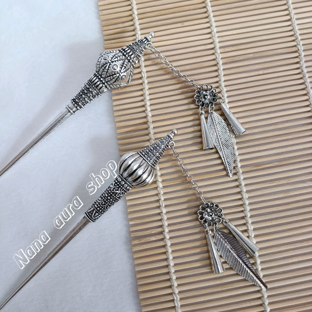เครื่องประดับชุดไทย ปิ่นปักผมล้านนาสีรมดำ สีทอง สีเงินขาว รหัสBWG001