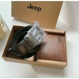 พร้อมส่ง🇹🇭 เข็มขัด+กระเป๋าสตางค์ JEEP เข็มขัดผู้ชาย พร้อมกล่อง งานเนียบ ของขวัญผู้ชาย